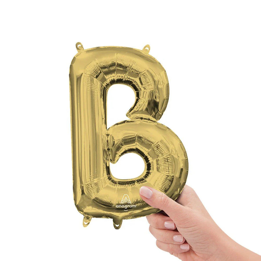 Foil Balloon Letter B White Gold 16in