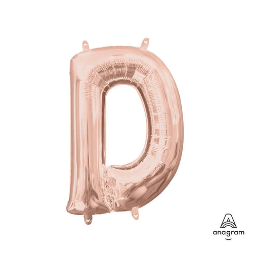 Foil Balloon Letter D Rose Gold 16in