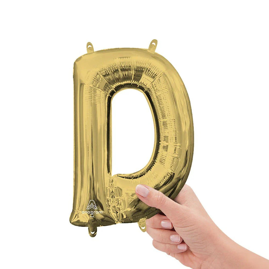 Foil Balloon Letter D White Gold 16in