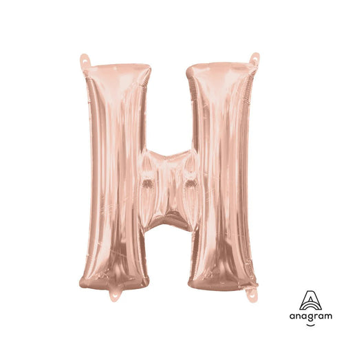 Foil Balloon Letter H Rose Gold 16in