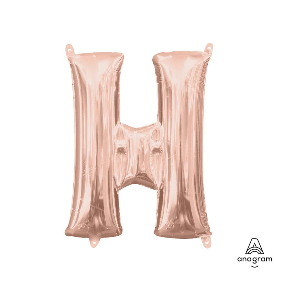 Foil Balloon Letter H Rose Gold 16in
