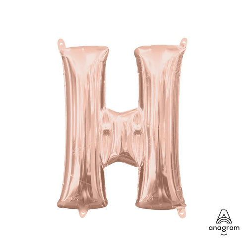 Foil Balloon Letter H Rose Gold 16in