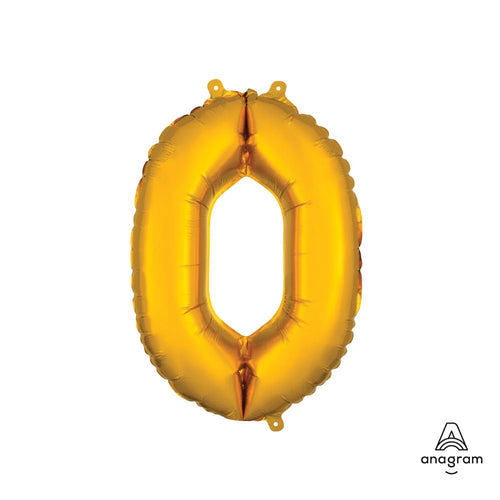 Foil Balloon Number 0 Gold 16in