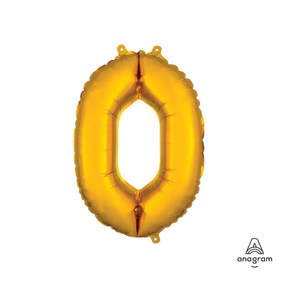 Foil Balloon Number 0 Gold 16in