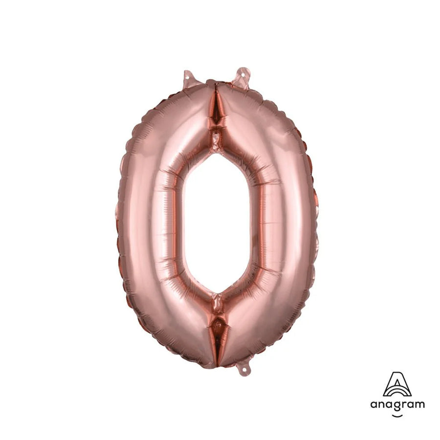 Foil Balloon Number 0 Rose Gold 16in