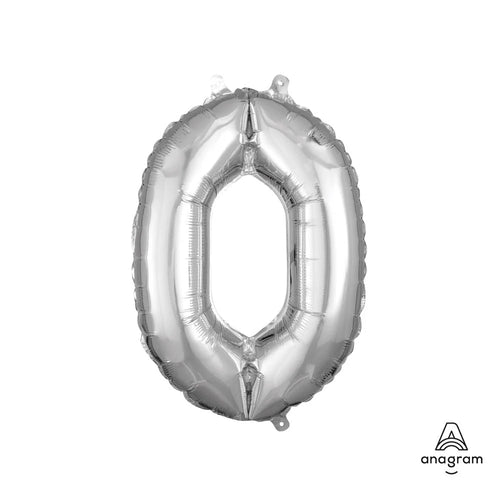 Foil Balloon Number 0 Silver 16in
