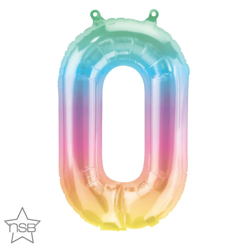 Foil Balloon Number 0 Jelli Ombre 16in
