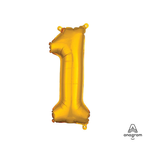 Foil Balloon Number 1 Gold 16in