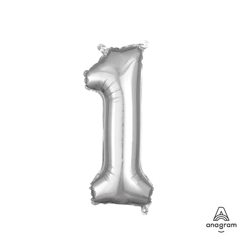 Foil Balloon Number 1 Silver 16in