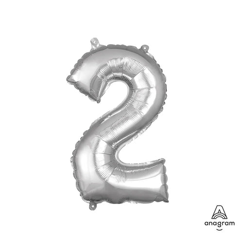 Foil Balloon Number 2 Silver 16in