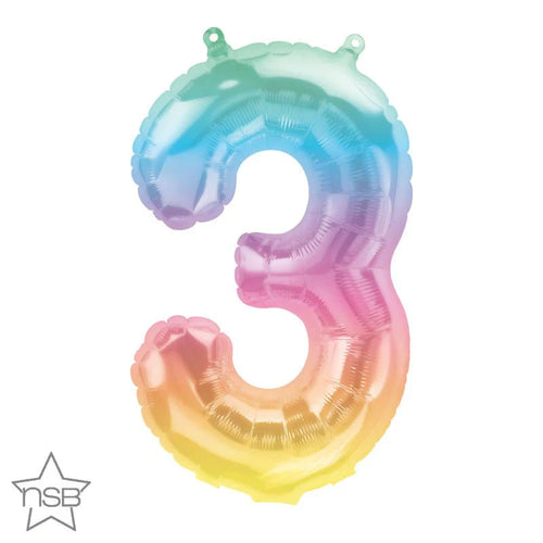 Foil Balloon Number 3 Jelli Ombre 16in