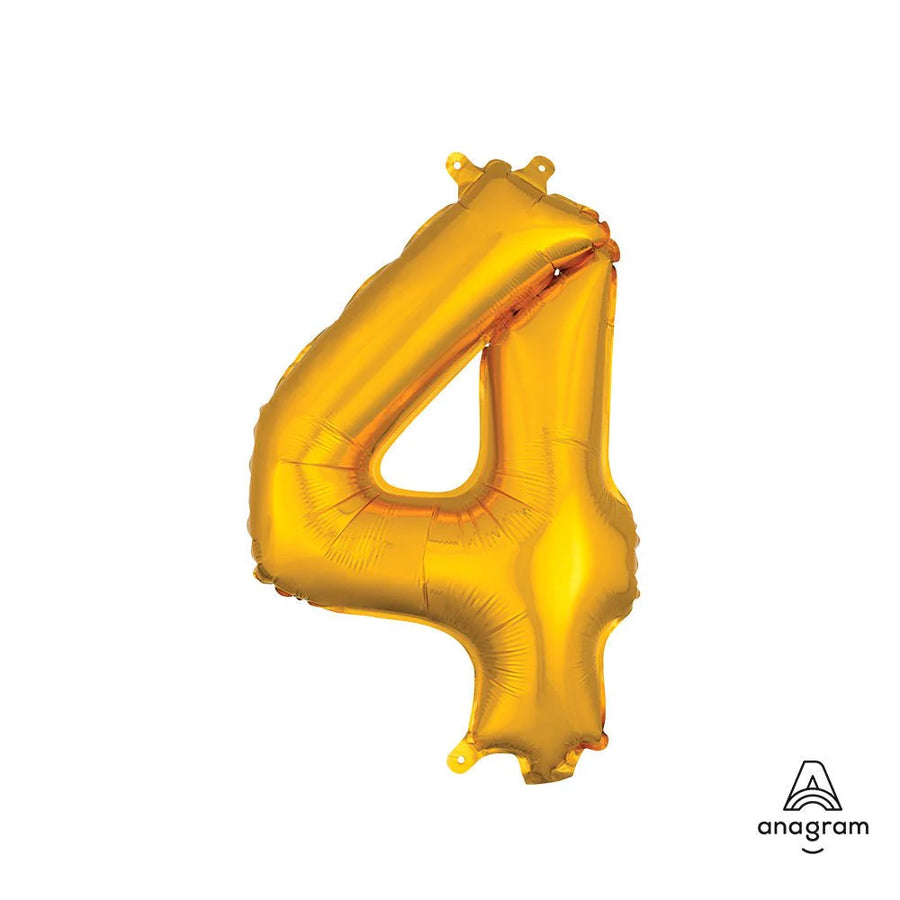 Foil Balloon Number 4 Gold 16in