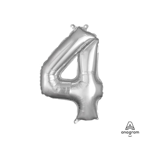 Foil Balloon Number 4 Silver 16in