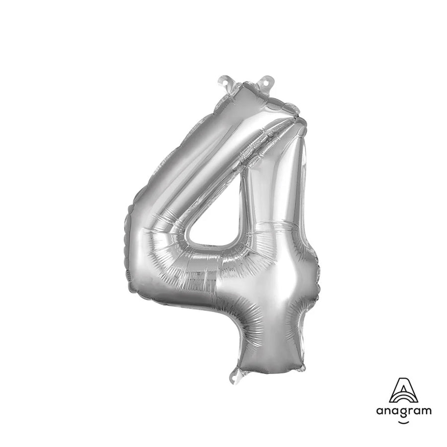 Foil Balloon Number 4 Silver 16in