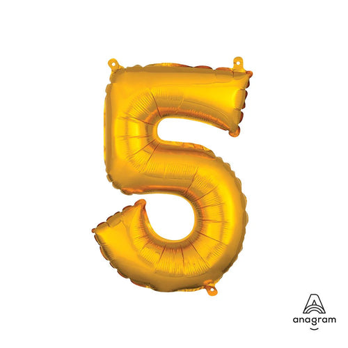 Foil Balloon Number 5 Gold 16in