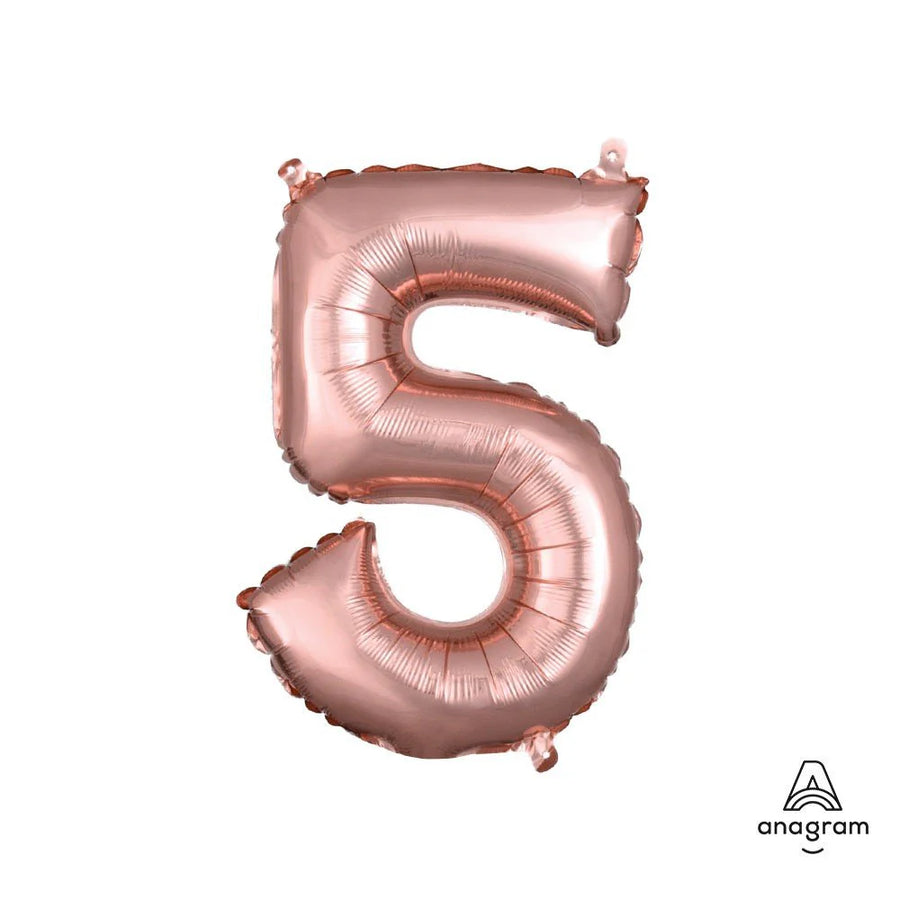 Foil Balloon Number 5 Rose Gold 16in