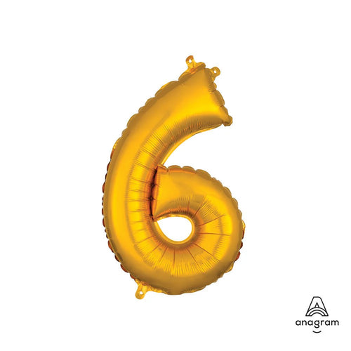 Foil Balloon Number 6 Gold 16in