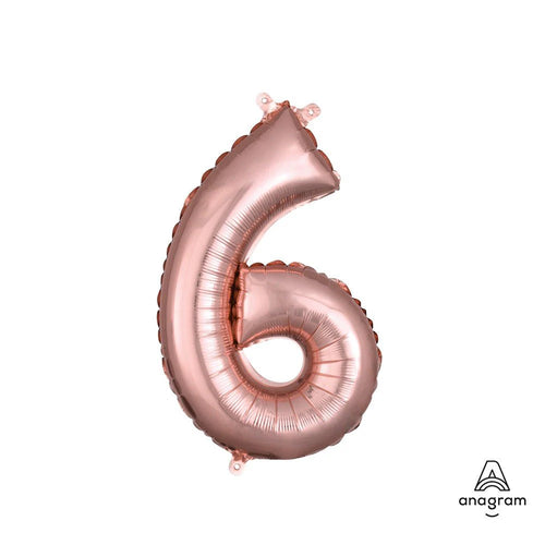 Foil Balloon Number 6 Rose Gold 16in