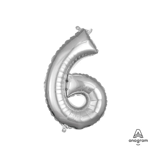 Foil Balloon Number 6 Silver 16in