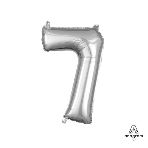 Foil Balloon Number 7 Silver 16in