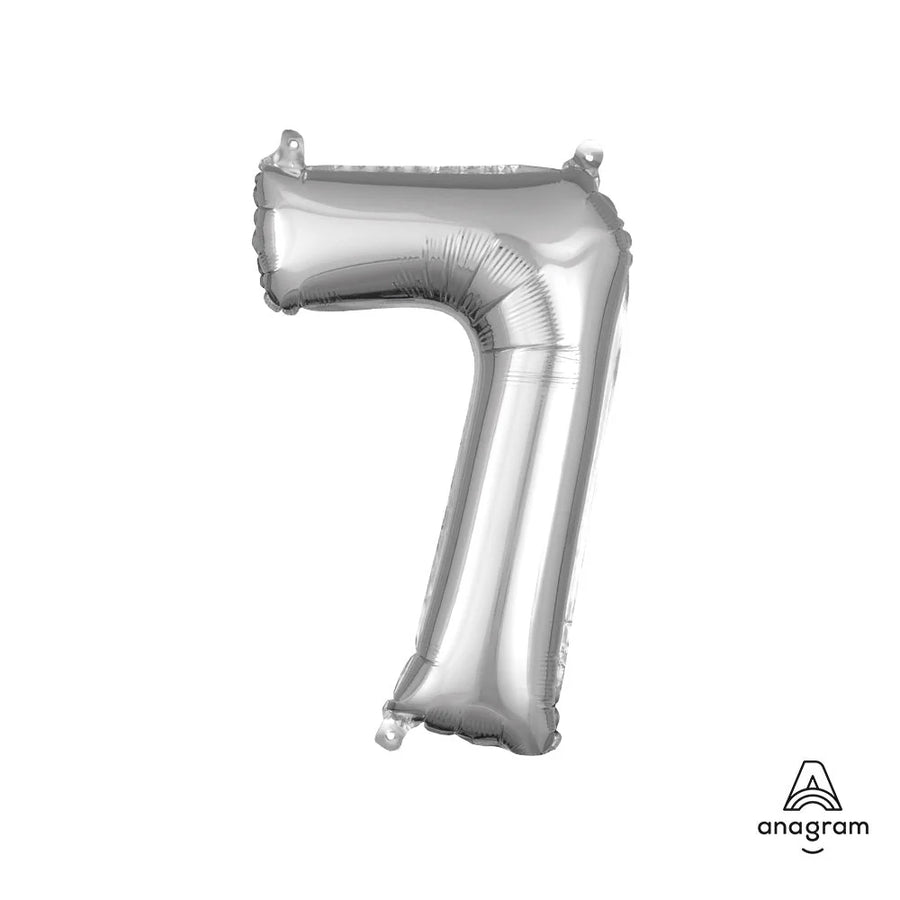 Foil Balloon Number 7 Silver 16in