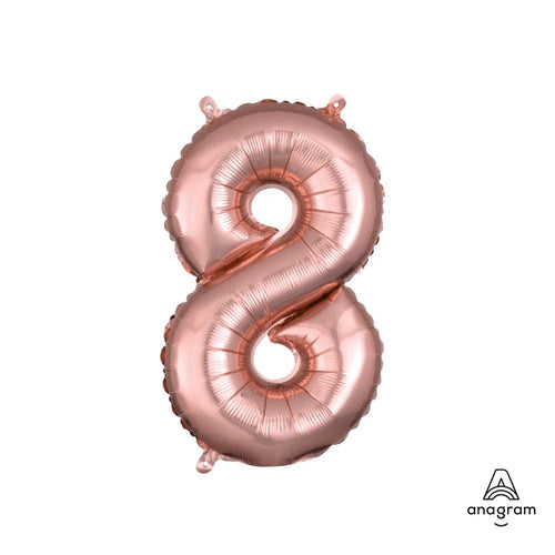 Foil Balloon Number 8 Rose Gold 16in