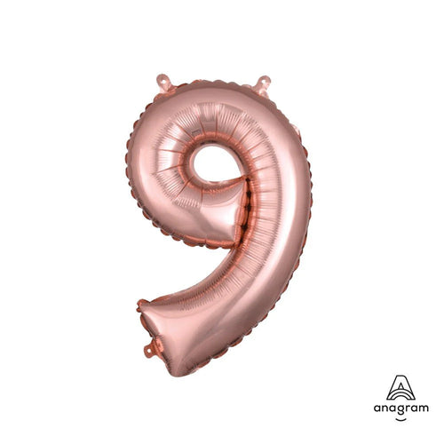 Foil Balloon Number 9 Rose Gold 16in