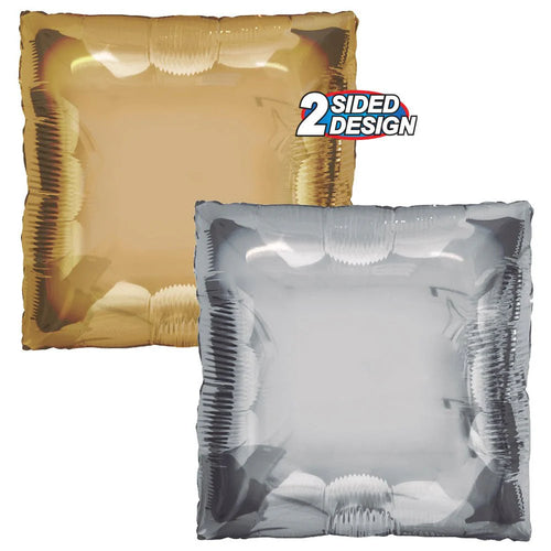Foil Balloon Square 24in - Gold & Silver