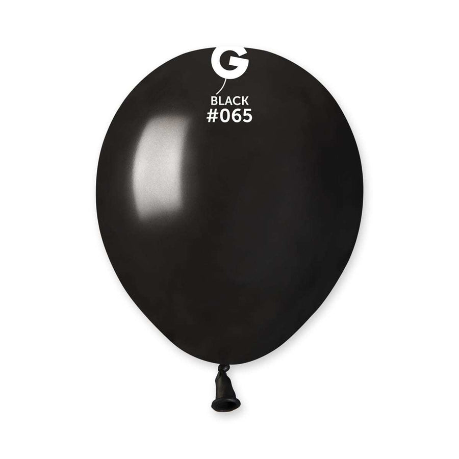 Gemar Latex Balloons Metal Black #065 5in - 100 pieces