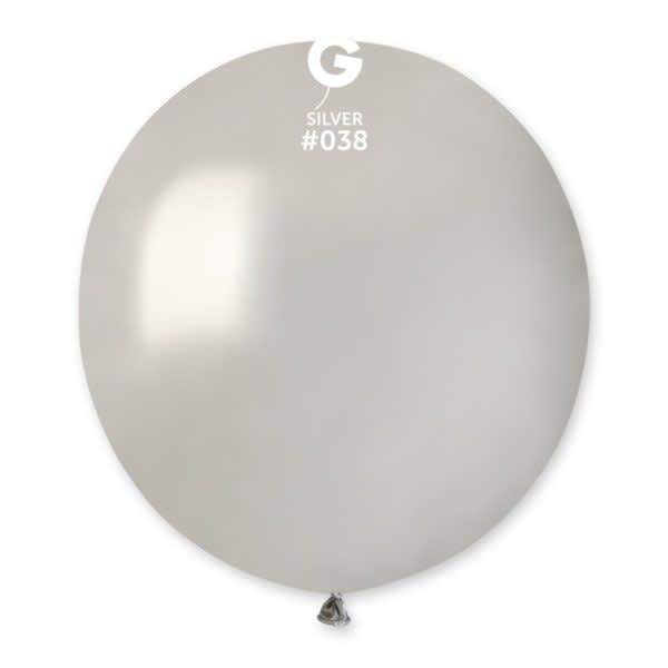 Gemar Latex Balloons Metal Silver #038 19in - 5 pieces