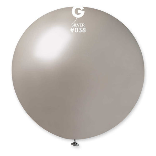Gemar Latex Balloons Metal silver #038 31in - 2 Pieces