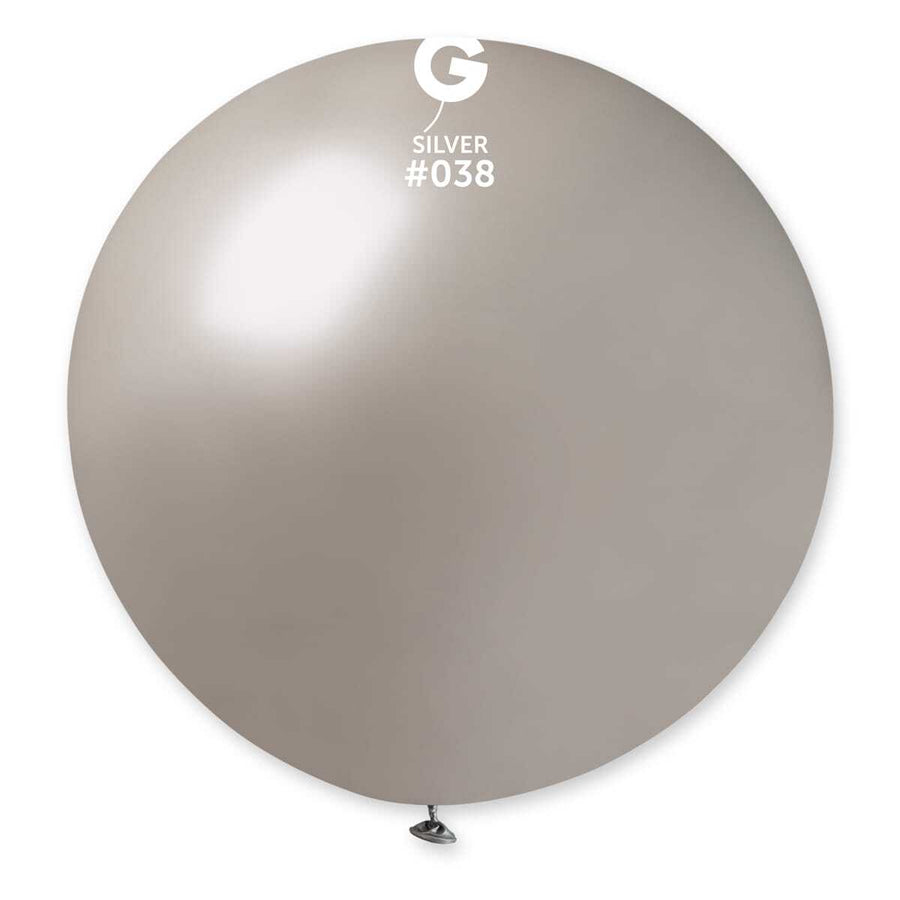 Gemar Latex Balloons Metal silver #038 31in - 2 Pieces