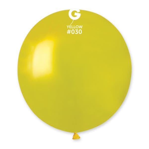 Gemar Latex Balloons Metal Yellow #030 19in - 5 Pieces