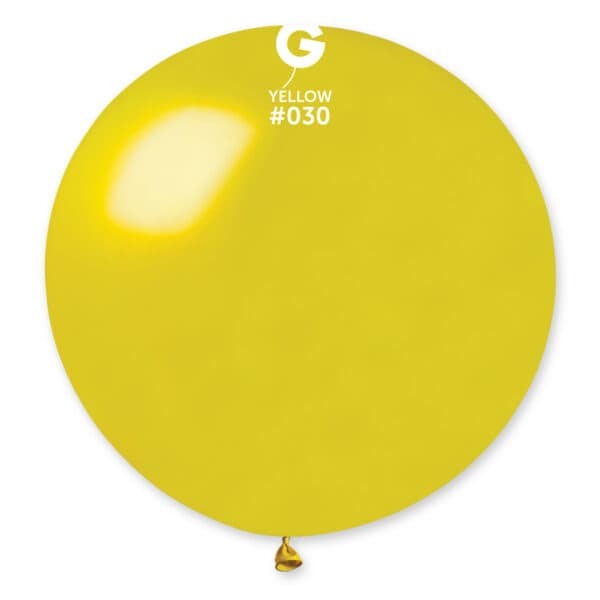 Gemar Latex Balloons Metal Yellow #030 31in - 1 Piece
