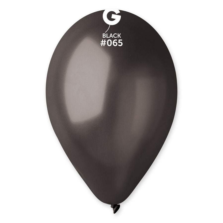 Gemar Latex Balloons Metal Black #065 12in - 50 Pieces