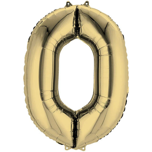 Foil Balloon Number 0 White Gold 34in