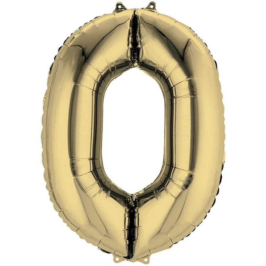 Foil Balloon Number 0 White Gold 34in