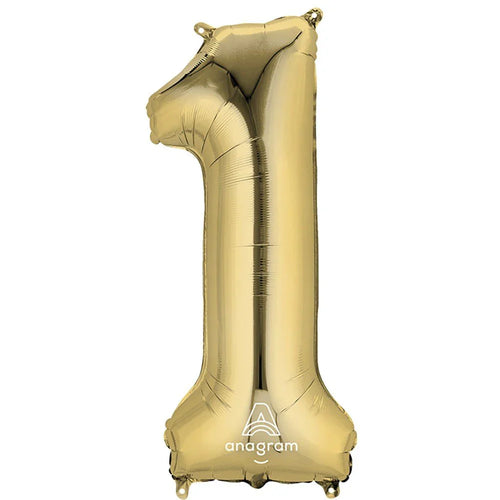 Foil Balloon Number 1 White Gold 34in