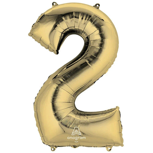 Foil Balloon Number 2 White Gold 34in