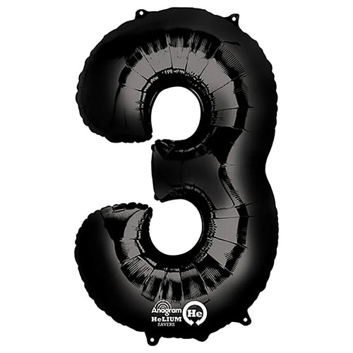 Foil Balloon Number 3 Black 34in