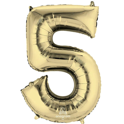 Foil Balloon Number 5 White Gold 34in