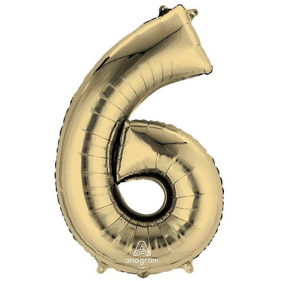 Foil Balloon Number 6 White Gold 34in