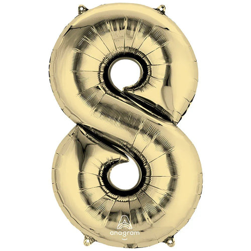 Foil Balloon Number 8 White Gold 34in
