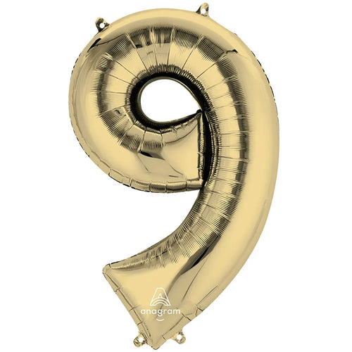 Foil Balloon Number 9 White Gold 34in