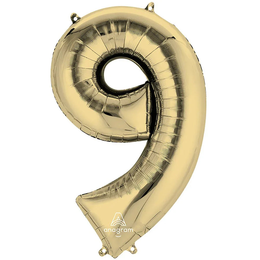 Foil Balloon Number 9 White Gold 34in