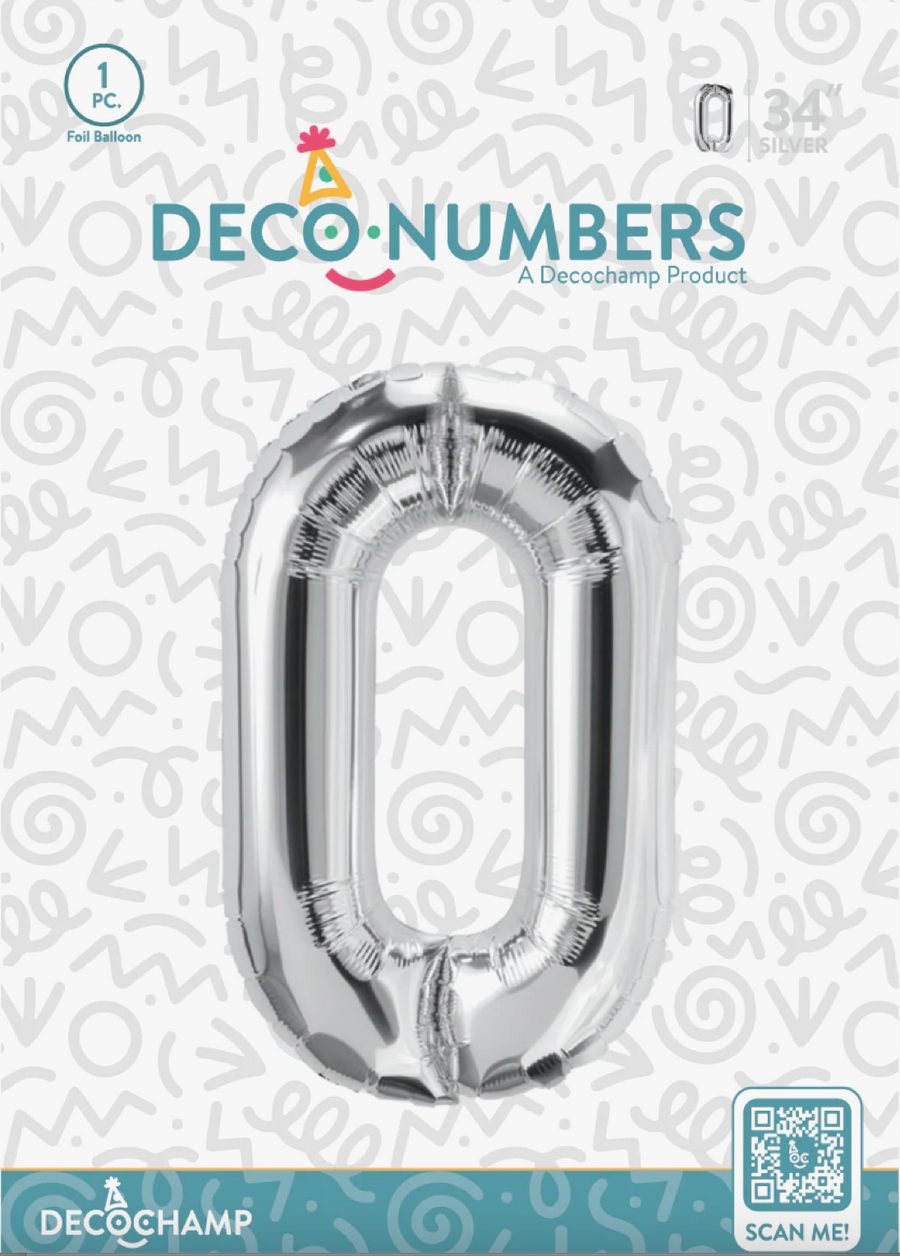 Deco Number 0 Silver 34in