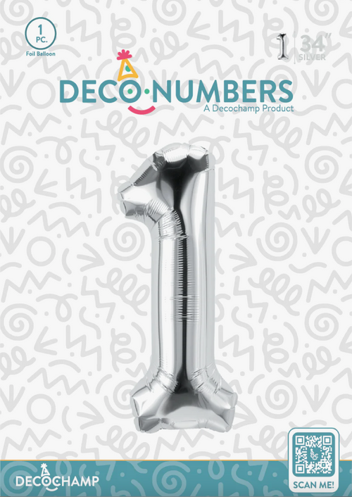 Deco Number 1 Silver 34in