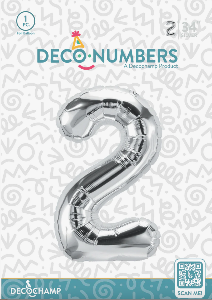 Deco Number 2 Silver 34in
