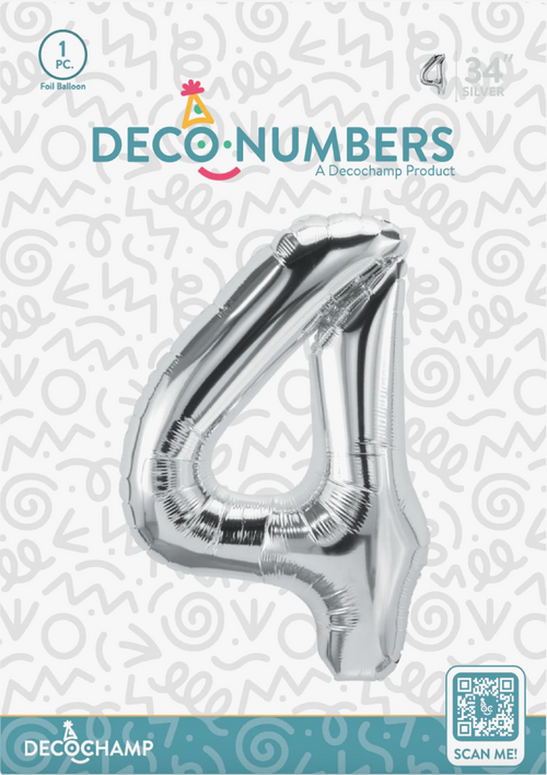 Deco Number 4 Silver 34in
