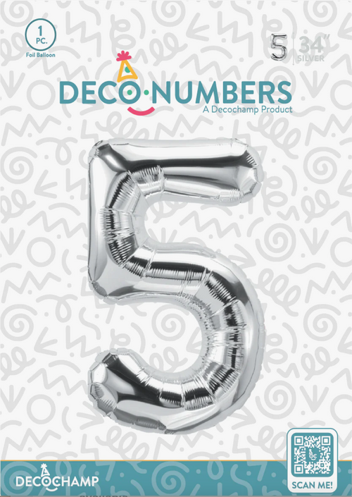 Deco Number 5 Silver 34in